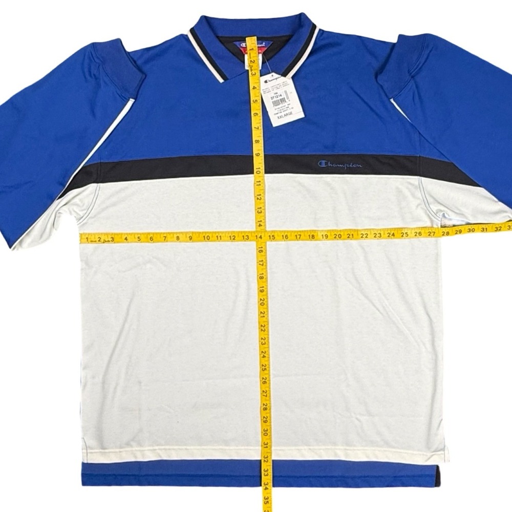 Vintage Champion Y2K Quarter Zip Rugby Polo Shirt Mens XXL NWT Blue - Picture 4 of 4